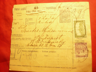 Buletin de Expeditie Ungaria 1918 trimis de la Paka (Zala) la Budapesta foto