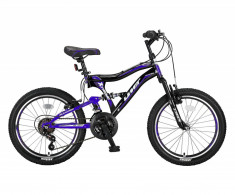 Bicicleta copii UMIT Albatros , culoare albastru/negru, full suspensie , roata 2PB Cod:20570000002 foto