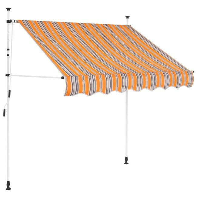 Copertină retractabilă manual, 200 cm, dungi galben și albastru foto mare Copertină retractabilă manual, 200 cm, dungi galben și albastru foto mare