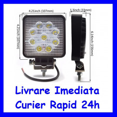 Proiector LED 12V - 24V Lucru Santier OFFRoad Patrat lumina FLOOD 27W F15-2 foto