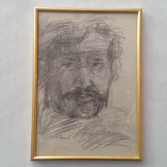 MARCEL PAVEL-PICTOR IESEAN-AUTOPORTRET LA DURAU 1984-GRAFICA-CREION PE HARTIE