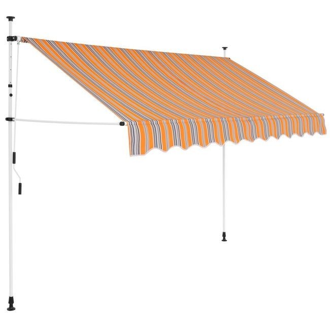 Copertină retractabilă manual, 300 cm, dungi galben și albastru foto mare Copertină retractabilă manual, 300 cm, dungi galben și albastru foto mare