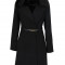 Palton negru cu guler din blana artificiala Miss Selfridge