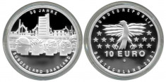 Germania moneda argint 10 euro 2007 - 50 ani Saarland - UNC in capsula foto