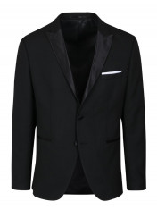 Sacou negru cu revere satinate si batista- Selected Homme Done Tux foto