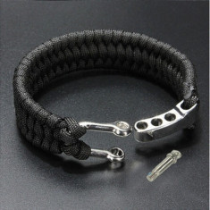 Bratara Paracord Outdoor Camping Drumetie Prindere Din Otel Culoare Neagra foto