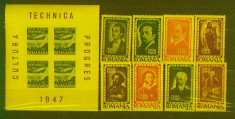 Romania 1947 Inst. de studii romano-sov.- serie MNH si PA inbloc de 4 lp215,216a foto