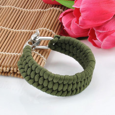 Bratara Paracord Outdoor Camping Drumetie Prindere Din Otel Culoare Army Green foto