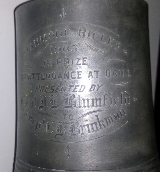 PREMIU / TROFEU CONCURS TIR 1903 ACORDAT UNUICAPITAN ENGLEZ - FUNDUL FISURAT