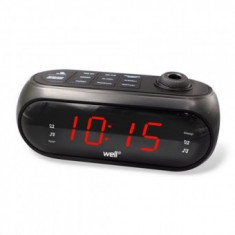 Ceas cu radio si proiectie Awake Well, 2 x AAA, negru foto