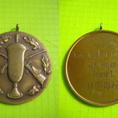 Medalia Tir-Vanator D.K. Hagen Franz1 1976 cca 4 cm.