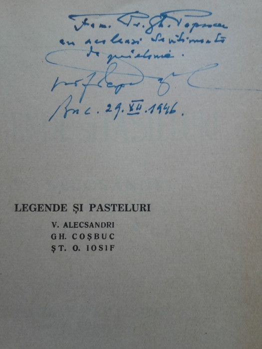 LEGENDE SI PASTELURI PAUL I.PAPADOPOL ,1945, DEDICATIE /SEMNATURA AUTOR