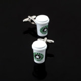 Butoni forma cana cafea stil Starbucks + ambalaj cadou