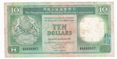 HONG KONG 10 dolari 1989 VF P-191c foto