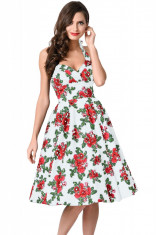 RV355-2 Rochie retro treisferturi, cu print floral foto