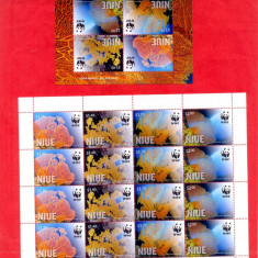 NIUE 2012-WWF-Giant Seea Fan-Miniset si block nestampilat in stare perfecta,MNH