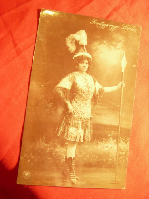 Ilustrata-Fotografie cu Actrita Maghiara Szentgyorghyi Lonke circ. 1909 Ungaria