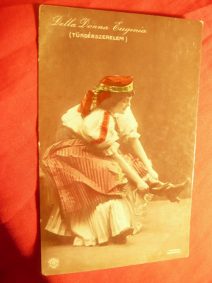 Ilustrata -Fotografie-Actrita Maghiara Dela Donna Eugenia circ.1908 Ungaria foto