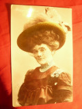 Ilustrata -Fotografie-Actrita Maghiara Medgyosaghy Vilma ,palarie circ.1909, Circulata