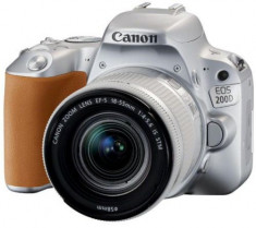 Aparat Foto DSLR Canon EOS 200D + EF-S 18-55mm IS SL, 24.2 MP, Full HD, Wi-Fi (Argintiu) foto