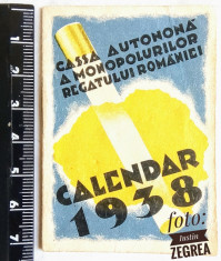 mini Calendar vechi din 1938 cu Romania Mare foto