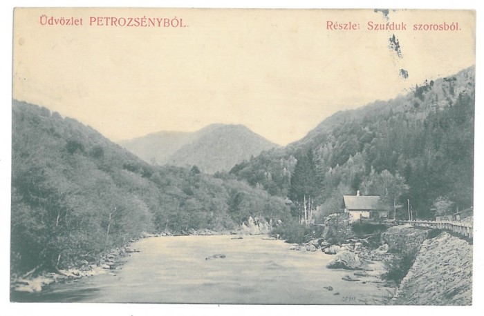 2145 - PETROSANI, SURDUK PASS, Gorj, Romania, Litho - old postcard - used - 1907