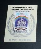 KOREA 1986 - ANUL INTERNATIONAL AL PACII. STATUIE, BLOC STAMPILAT, D21