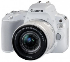 Aparat Foto DSLR Canon EOS 200D, + EF-S 18-55mm IS SL, 24.2 MP, Full HD, Wi-Fi (Alb) foto