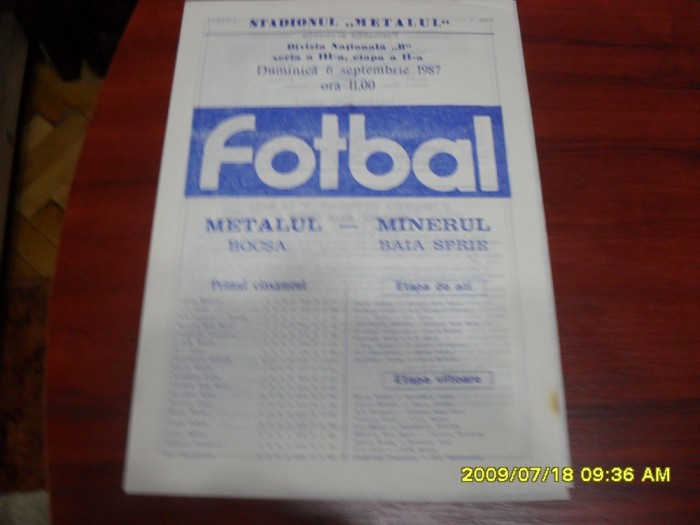 program Metalul Bocsa - Minerul Baia Sprie