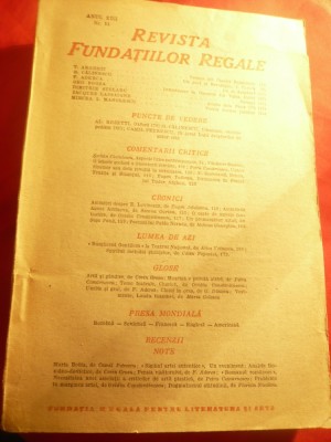 Revista Fundatiilor Regale nov.1946 cu T.Arghezi ,G.Calinescu ,F.Aderca ,Geo Bog foto