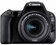 Aparat Foto DSLR Canon EOS 200D, + EF-S 18-55mm IS, 24.2 MP, Full HD, Wi-Fi (Negru) foto