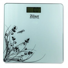 Cantar electronic de persoane Zilan ZLN 7680 alb ,platforma sticla,150 kg maxim foto