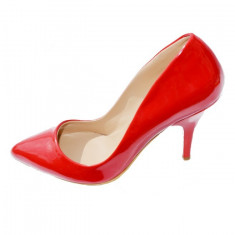 Pantof tip stiletto, de culoare rosie, cu toc cui si varf ascutit (Culoare: ROSU, Marime: 36) foto