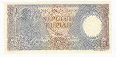 INDONEZIA 10 rupiah 1963 UNC P-89 foto