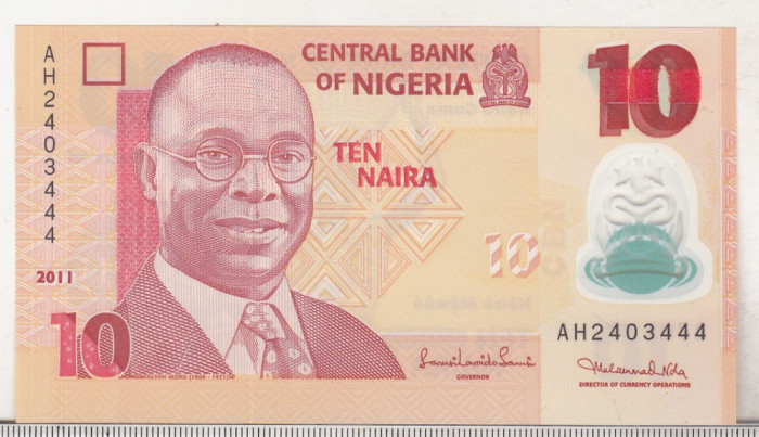 bnk bn Nigeria 10 naira 2011 unc polimer