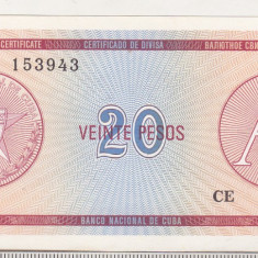 bnk bn Cuba 20 pesos exchange certificate seria A