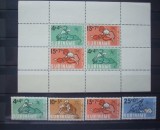 SURINAM 1965 - EDUCATIE, TERAPIE CU ANIMALE A COPIILOR, serie si bloc MNH, DS12