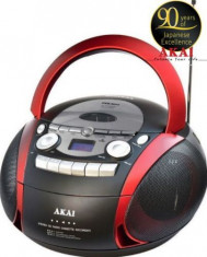 Micro Sistem Audio Akai APRC-90, 5 W, CD/MP3 Player, Radio FM, USB (Negru/Rosu) foto