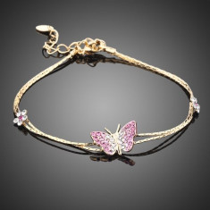 Bratara BZ005 Azory Lux Zirconia Pink Butterfly foto