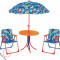 Set mobila de gradina pentru copii masa rotunda cu 2 scaune si umbrela MN016663 Raki