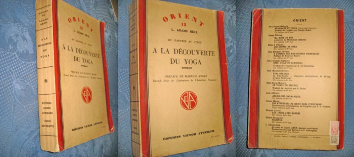 2256-I-L.A.Beck-Orient Yoga veche, carte franceza editie 1938.Stare foarte buna.