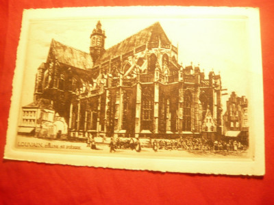 Gravura -Louvain -Eglise St.Pierre , 13,8x 9 cm foto