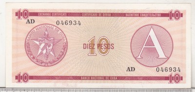 bnk bn Cuba 10 pesos exchange certificate seria A ,unc foto