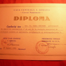 2 Diplome CCA -Cercul Numismatic cu stampila Expozitia Olimpica Numismatica1984