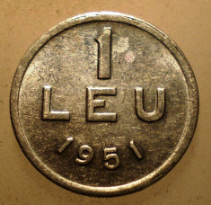 2.790 ROMANIA RPR 1 LEU 1951 DUBLA BATERE 1 LEU foto