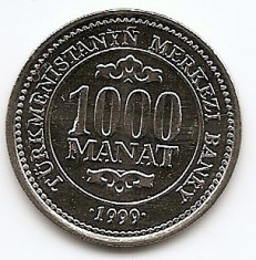 Turkmenistan 1000 Manat 1999 President Saparmyrat Nyyazow KM-13 UNC !!! foto