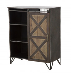 Cabinet din metal si lemn cu usa culisanta &amp;quot;Seattle&amp;quot; Grey, l70xA38,5xH87 cm foto