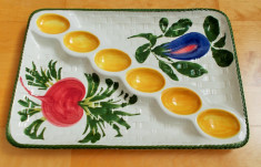 Platou pentru oua / compartimentat - decorativ - ceramica - Italia - 6 oua foto