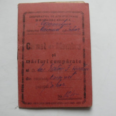 Carnet de membru si marfuri cumparate Coop., 1948/49