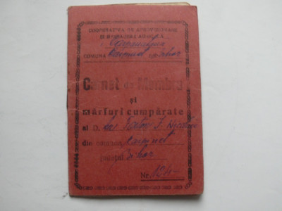 Carnet de membru si marfuri cumparate Coop., 1948/49 foto